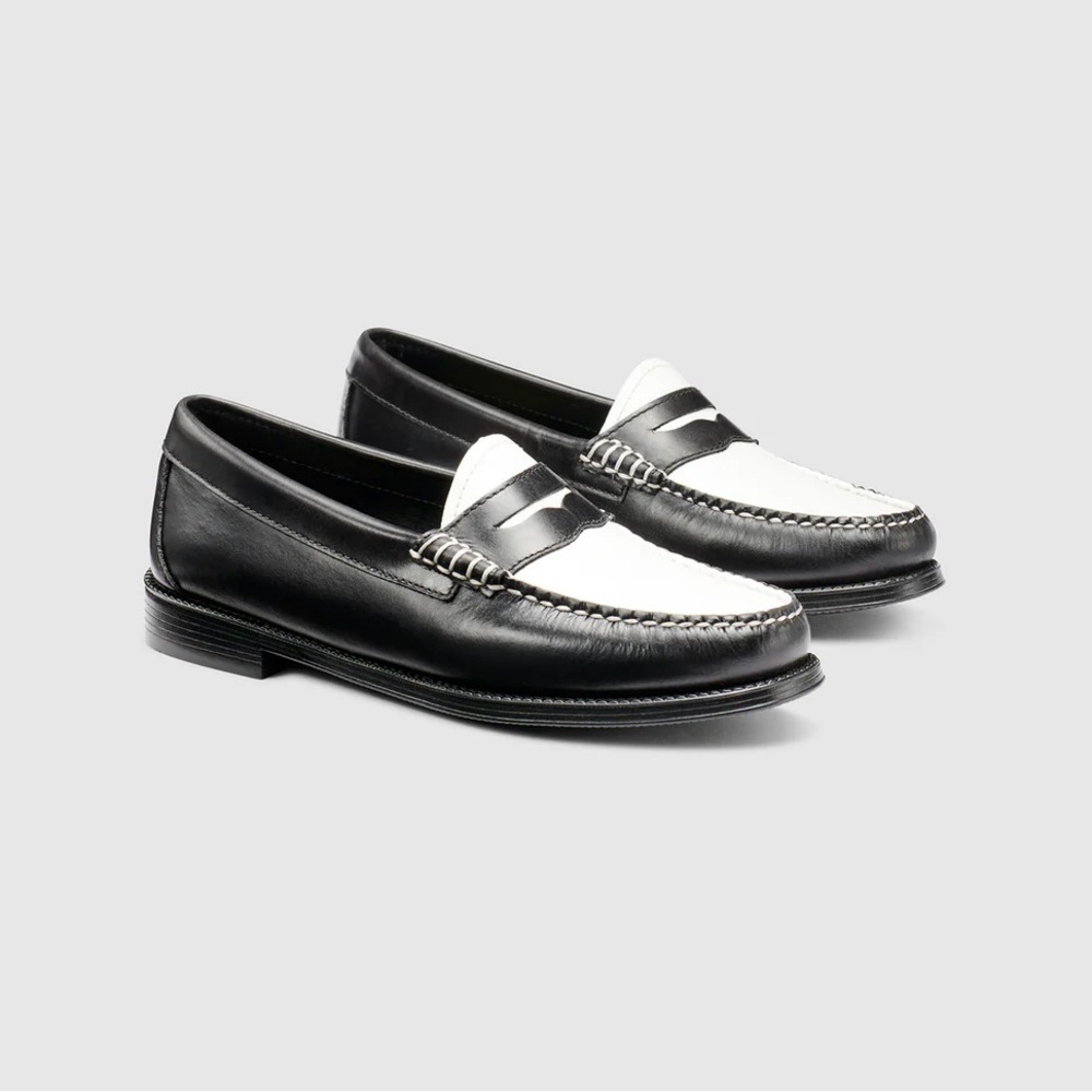 G. H. Bass Weejuns Whitney Leather Penny Loafer Black White Women's Size 8
